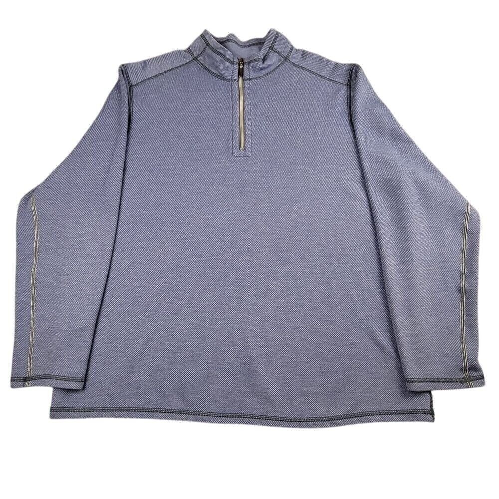 Tommy Bahama Sweater‎ Mens 2XL Blue Quarter Zip Reversible Pullover Casual XXL